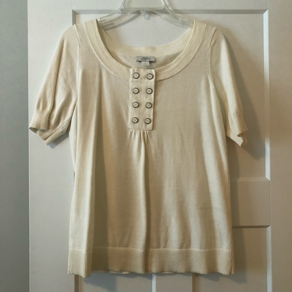 LOFT Tops - Cream, short sleeve Loft sweater with cute buttons